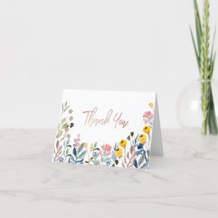 Carte De Remerciements Prairie de fleurs sauvages aquarelle colorée