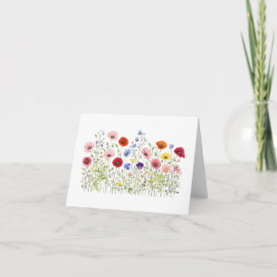 Carte De Remerciements Prairie de fleurs sauvages avec des floraisons aqu