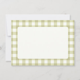 Carte De Remerciements Prairie française gingham - carreaux vert sauge.