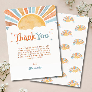 Carte De Remerciements Premier Anniversaire autour du Soleil