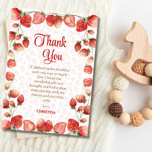 Carte De Remerciements Premier anniversaire de Berry, douce fille aux fra