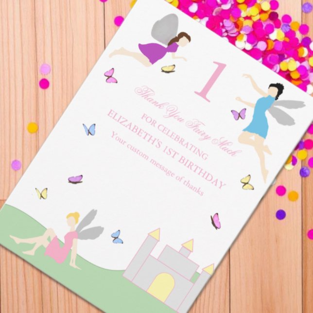 Carte De Remerciements Premier anniversaire de fée (Créateur téléchargé)