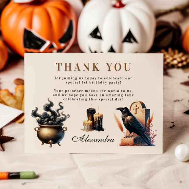 Carte De Remerciements Premier anniversaire de Little Ghoul (Créateur téléchargé)