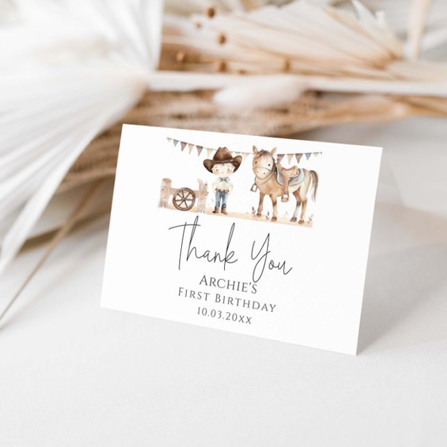 Carte De Remerciements Premier anniversaire de Rodeo Boy (Créateur téléchargé)