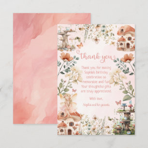 Carte De Remerciements Premier Anniversaire Fille Champignon Jardin Encha