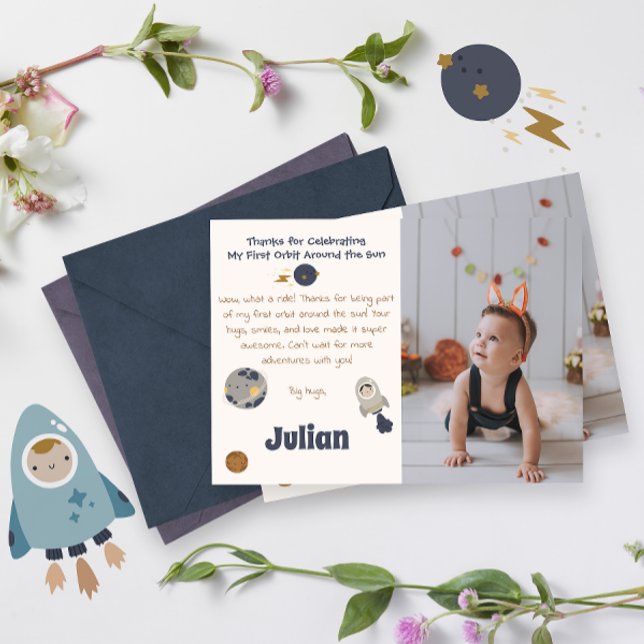 Carte De Remerciements Premier anniversaire, Première orbite autour du so (Créateur téléchargé)