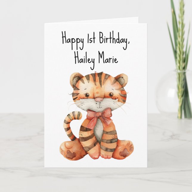 Carte De Remerciements Premier Anniversaire Stuffed Toy Tiger Personnalis (Devant)