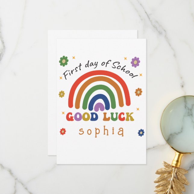 Carte De Remerciements Premier jour de l'école *PERSONNALISÉ* Bonne chanc (Devant/Arrière en situation)