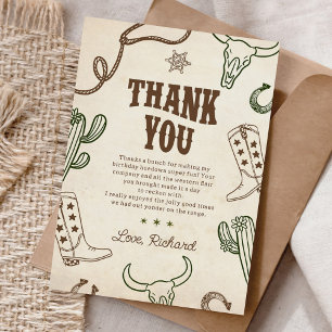 Carte De Remerciements Premier Rodeo Western Boy 1er anniversaire