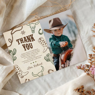 Carte De Remerciements Premier Rodeo Western Boy 1er Anniversaire Photo