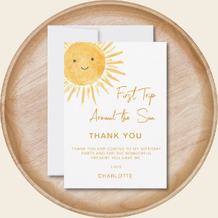 Carte De Remerciements Premier Tour Autour Du Soleil Fille 1er Anniversai
