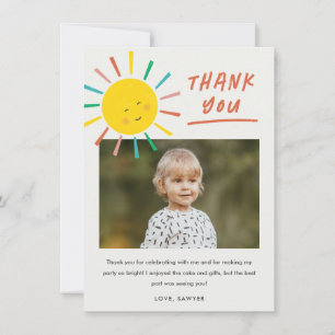 Carte De Remerciements Premier Voyage Autour du Soleil Enfants Photo Anni