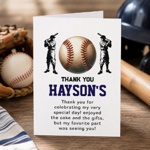 Carte De Remerciements Première année de baseball bas 1ère fête d'anniver