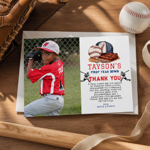 Carte De Remerciements Première année de baseball pour son 1er anniversai