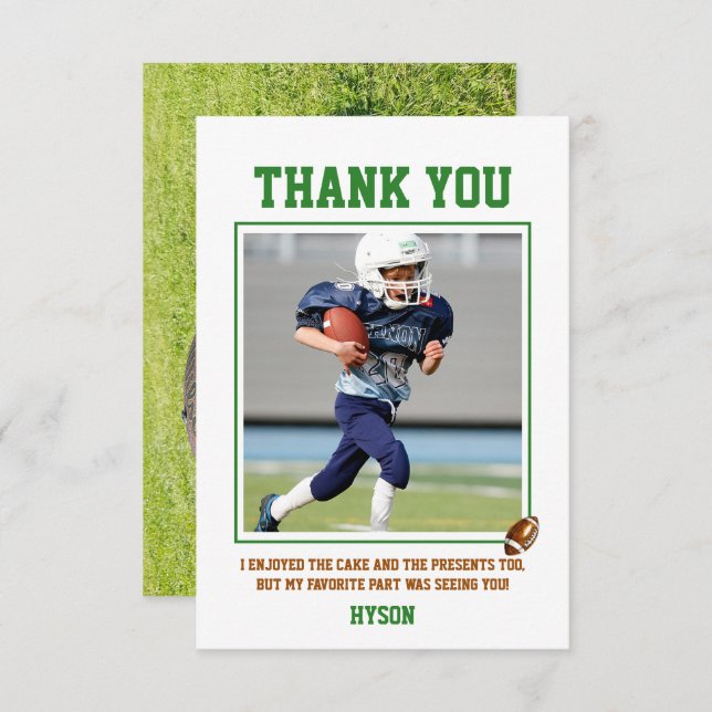 Carte De Remerciements Première année | Football 1er anniversaire (Devant / Derrière)