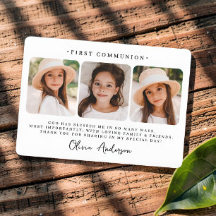 Carte De Remerciements Première communion photo moderne simple et chic