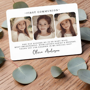Carte De Remerciements Première communion photo moderne simple et chic
