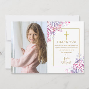 Carte De Remerciements Première Sainte Communion Fleurs Sauvages Photo Fl