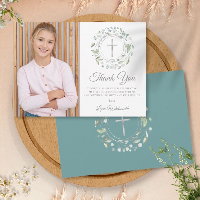 Carte De Remerciements Première Sainte Communion Laurel Garland Photo (Créateur téléchargé)