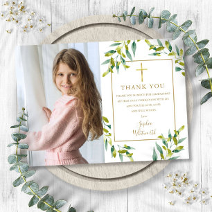 Carte De Remerciements Première Sainte Communion Végétation Foliage Photo