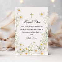 Première Sainte Communion White Daisy Floral Cross