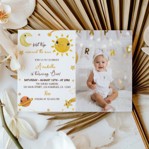 Carte De Remerciements Première Visite Autour Du Soleil Anniversaire Phot