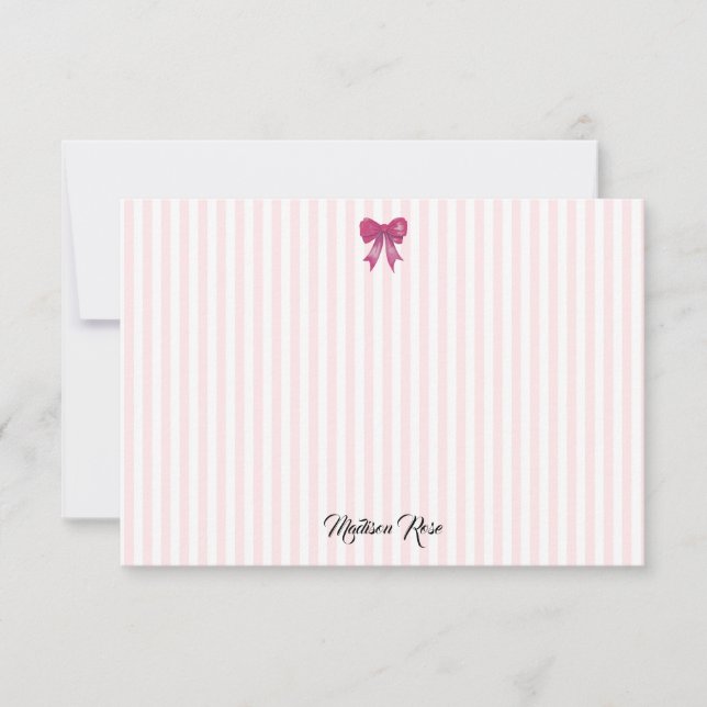 Carte De Remerciements Préppy à bande rose de la boîte rose personnalisée (Devant)