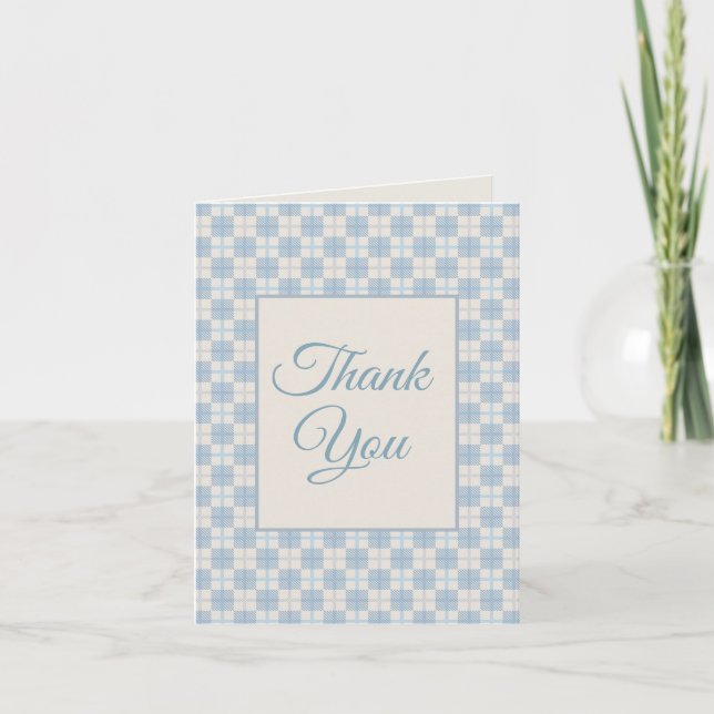 Carte De Remerciements Preppy Blue Plaid Baby Shower Thank You  (Devant)