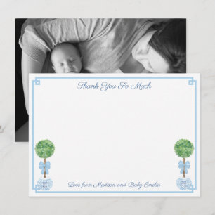 Carte De Remerciements Preppy Boxwood Baby Boy Shower Sip Et Voir Photo