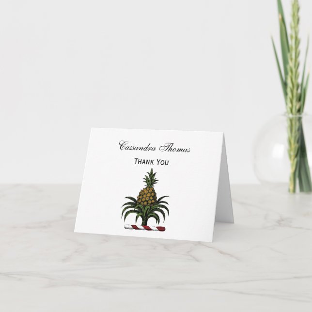 Carte De Remerciements Préppy Heraldic Crest couleur ananas RWT (Devant)