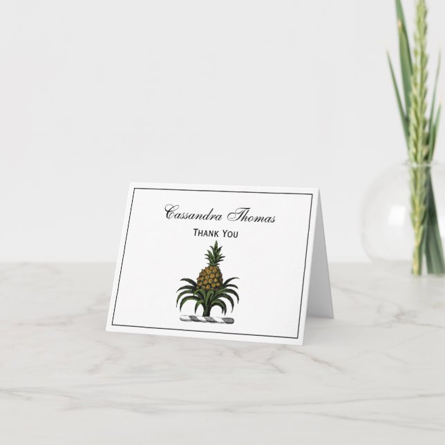 Carte De Remerciements Préppy Heraldique Ananas couleur crête WT (Devant)