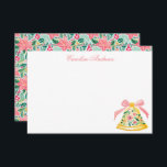 Carte De Remerciements Preppy Pink & Green Palm Beach Christmas Bell<br><div class="desc">PreppyPrint.com - Célébrez Noël avec style! Ajoutez votre touche personnalisée. Transférez aussi ce design sur les produits de votre choix ! Veuillez visiter mon magasin de créateurs,  PreppyPrint.com,  pour la coordination des articles.</div>