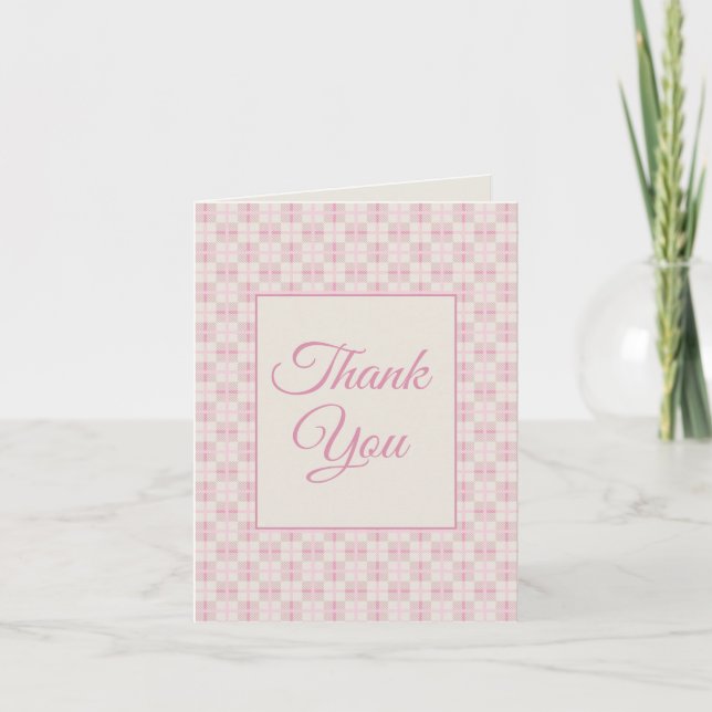 Carte De Remerciements Preppy Pink Plaid Baby Shower Thank You  (Devant)