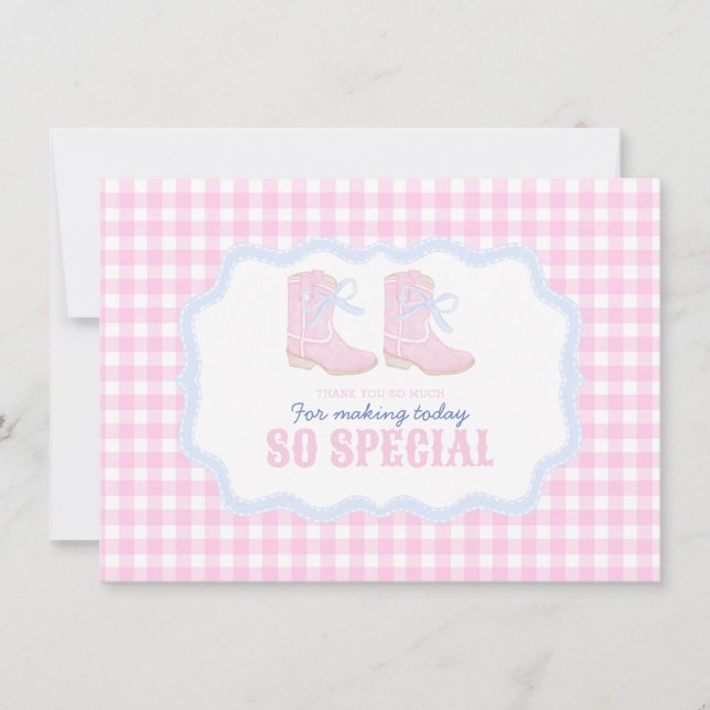 Carte De Remerciements Preppy Rodeo First Birthday Cowgirl Boots (Devant)