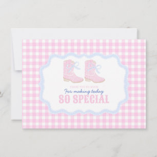 Carte De Remerciements Preppy Rodeo First Birthday Cowgirl Boots