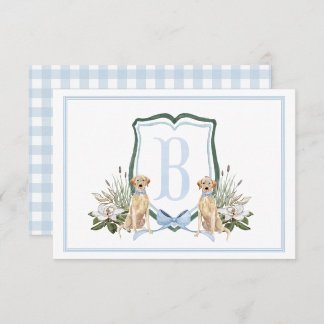 Carte De Remerciements Preppy Southern Blue Boy Baby shower Chien (Devant / Derrière)