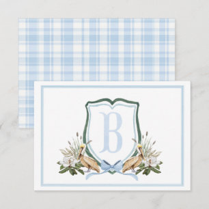 Carte De Remerciements Preppy Southern Blue Boy Pelican Baby shower