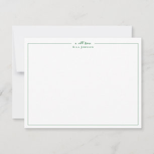 Carte De Remerciements Préppy vert & blanc une note de