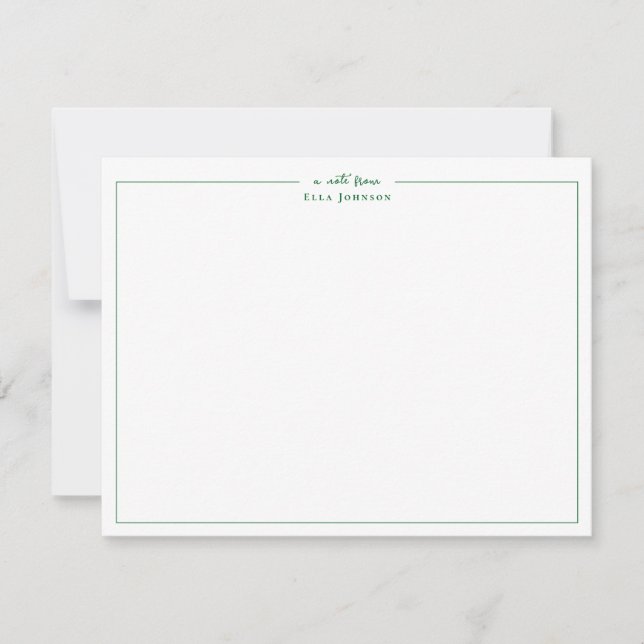 Carte De Remerciements Préppy vert & blanc une note de (Devant)
