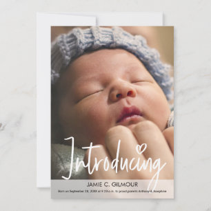 Carte De Remerciements Présentation du nouveau bébé Script moderne photo