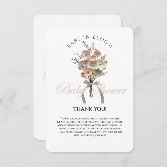 Carte De Remerciements Pressed Wildflower Baby in Bloom Boho Baby Shower (Devant / Derrière)