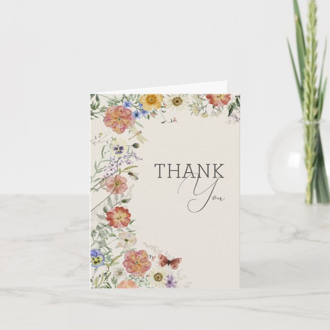 Carte De Remerciements Pressed Wildflower Bridal Shower Thank You Card (Devant)