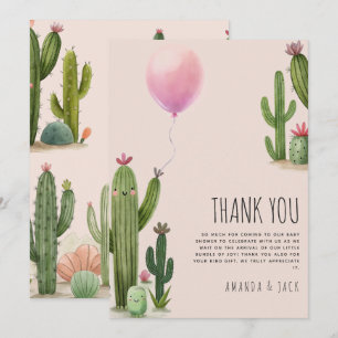 Carte De Remerciements Prêt pour la Pop Girl Balloon Cactus Baby shower v