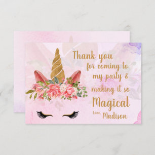 Carte De Remerciements Pretty Paste Floral Unicorn Anniversaire