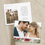 Carte De Remerciements Pretty Vintage Winter Florals 2 Photo Wedding<br><div class="desc">These beautiful wedding thank you photo cards feature a rustic painted floral design on the bottom of the card (apple blossoms) in red,  green,  and white over a burlap look background. The back contains another photo template and more text templates for further personalization.</div>