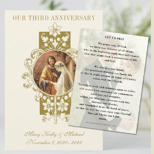 CARTE DE REMERCIEMENTS PRIÈRE CATHOLIQUE DE ANNIVERSAIRE DE MARIAGE AVEC 