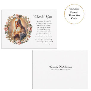 Carte De Remerciements Prière Vierge Marie Rose Frame Funérailles catholi