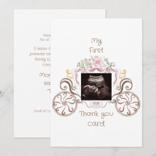 Carte De Remerciements Princess Carriage Ultrasound Baby shower Drôle