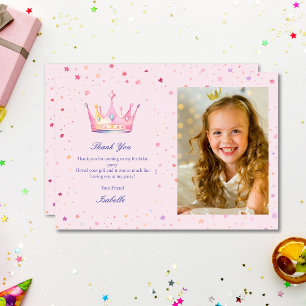 Carte De Remerciements Princess Pastel Filles roses Photo de fête d'anniv