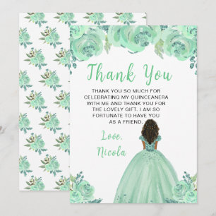 Carte De Remerciements Princesse à la peau foncée Fleur de menthe Quincea